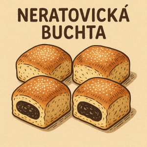 Vytvoř obrázek Neratovická buchta (kreslené jako buchty s náplní)