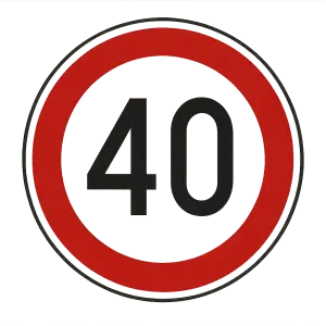 Dopravní značka. Maximální rychlost 40
