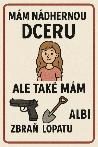 dala bych tam pistoli a napsala tam mam nádhernou dceru, ale také mam zbraň, lopatu a alibi a udelala bych to vtipne