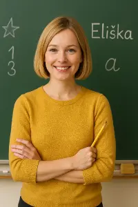 Paní učitelka ,blondýnka s mikádoJméno Eliška