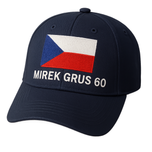 Kšiltovka s českou vlajkou a text Mirek Grus 60