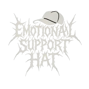 Logo metalové kapely s názvem "Emotional support hat"