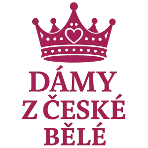 Princeznovská korunka v barvě magenta, text: Dámy z České Bělé