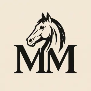 Monogram MM na pozadí hlava koně