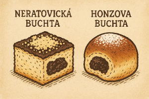 Vytvoř obrázek Neratovická buchta s obrázkem Honzovy buchty a kreslené