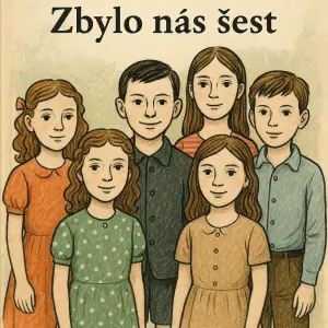 obrázek podle knihy, ale nápis Zbylo nás šest 4 holky a dva kluci, podle Karla Poláčka