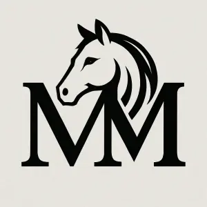 Monogram MM v pozadí hlava koně