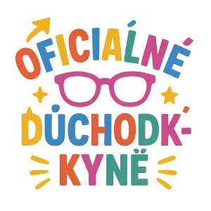 Vytvoř grafický nápis: Oficiálně důchodkyně. Vtipné, barevné, žádné květiny