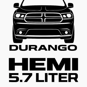 Přední strana obrys Dodge Durango a zadní strana nápis Hemi 5.7 liter oboje v maximální velikosti