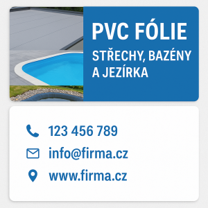 Jedná se o PVC fólie střech, bazénů a jezírek,chci na přední stranu obrázek a nadpis a na zadní stranu kontakt