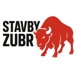 NÁPIS STAVBY ZUBR A LOGO ČERVENÝ ZUBR