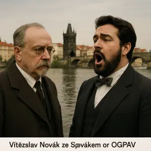 Vítězslav Novák ze zpěvákem OGPAV u Vltavy