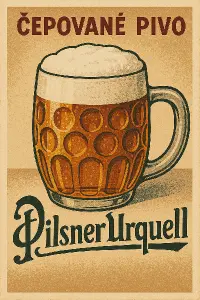 Čepované Pivo Pilsner Urquell v retro stylu