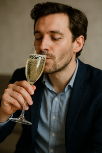 Muz pije prosecco