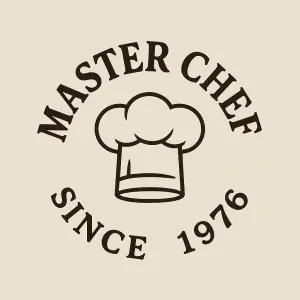 Nápis "Master Chef since 1976" do oblouku, resp. dokola - horní oblouk tvořen nápisem "Master Chef",spodní oblouk zbytek