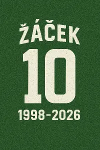 NÁPIS VE FOTBALOVÉM STYLU: ŽÁČEK, 10, 1998-2026 - vše pod sebou
