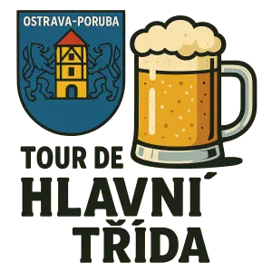Znak Ostravy-Poruby ve spojení s pivem a s nápisem Tour de Hlavní třída