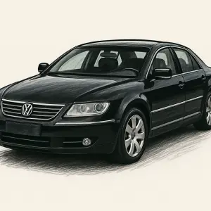 udelej mi volkswagen phaeton v cerne barve a trochu kreslený a aby bylo jen auto