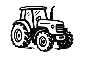 vytvoř jednoduše kreslený čerený traktor bez pozadí
