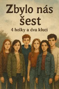 obrázek podle knihy, ale nápis Zbylo nás šest 4 holky a dva kluci