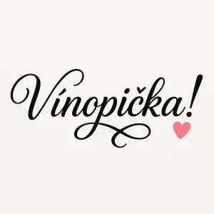 vytvoř mi nápis "vínopička! psacím ozdobným písmem a přidej k tomu růřové srdíčko, které bude místo tečky na !i!