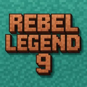 Nápis Rebel Legend 9 v Minecraft stylu