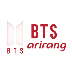Logo bts arirangČerný podklad červené logo