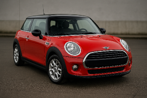 červené auto mini cooper