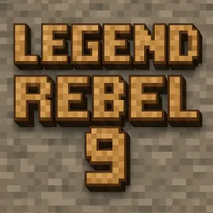 Nápis Legend Rebel 9 v Minecraft stylu