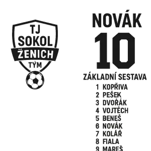 - vpředu logo týmu - TJ Sokol ženich tým - v sadu číslo, jméno, základní sestavu