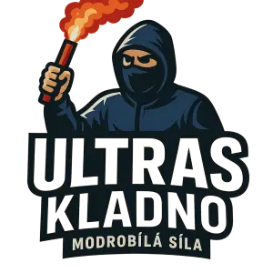 ULTRAS KLADNO pod tím malým písmem MODROBÍLA SÍLA a nad celým logem aby byl chuligán se světlicí v ruce