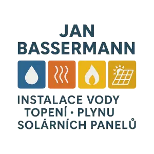 Logo firmy " Jan Bassermann " zabývající se Instalací Vody, Topení, Plynu a Solárních panelů