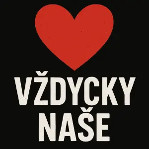 Text na černém pozadí srdcem vždycky naše