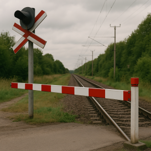 Vlaková závora u koleji