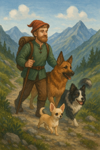 Jiřík-vůdce smečky (Sanny,Molly,(K)Lara jdeme po horach, Molly je čivava