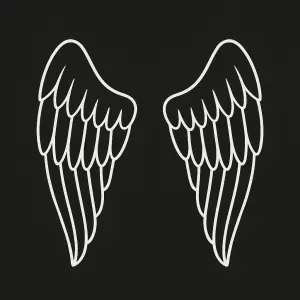 Vílý křídla v minimalistickém stylu a bíle barvě (bude to na záda přes celé tričko tak ať to poměrově sedí