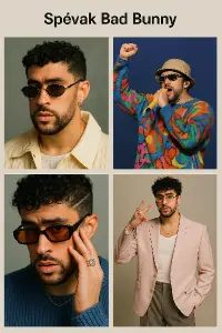 Spévak Bad Bunny a koláž z jehofotiek