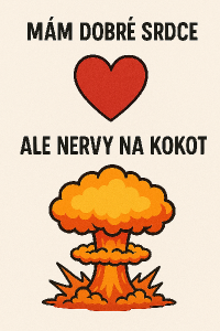 Mám dobré srdce (obrázek srdíčka)...ale nervy na kokot (obrázek výbuchu na dalsim radku)
