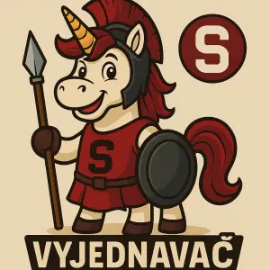 Kresleného unicorna ve sparťanských barvách se jménem “Vyjednavač” a nesmí někde na obrázku chybět sparťanské S