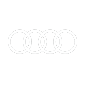 logo AUDI, jen ty čtyři kroužky bílou barvou