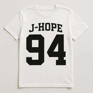 J-HOPE94isty typ pisma, 94 aby byla centrem tricka velkym a nad tim J-HOPE mensim pismem