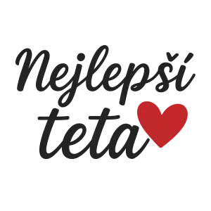 nápis nejlepší teta s červeným srdcem a bez pozadí
