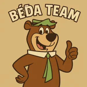 Méďa Béďa s palcem nahoru a nad ním nápis Béďa Team