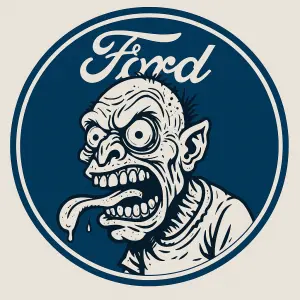 Freak v modrém kruhu motivu ford