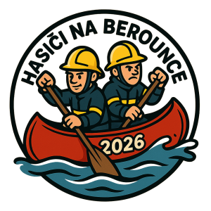 Hasiči na Berounce 2026, na kanoe, kreslene jako logo