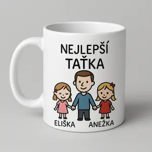 Hrnek bude pro taťku dvou malých holčiček (Eliška a Anežka), který ho vozí každý den do práce.