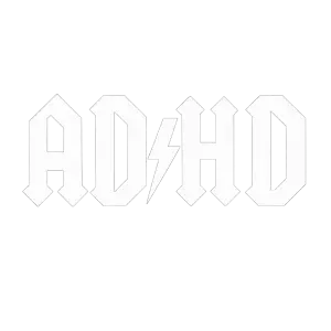 Bily napis ADHD ve stylu ACDC