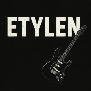 Název rockové kapely ETYLEN, obrázek elektrické kytary