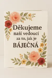 Tento výrobek bude jako dárek pro naši vedoucí, doplň text jako poděkování za to jak je báječná