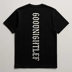 Black premium T-shirt.Back design:Place a large vertical text in the center of the back.????????????
